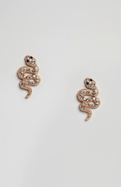 taylor swift reputation tour outfit ideas asos DesignB gold plated snake earrings